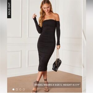 Vici Twas The Night Drape Off The Shoulder Midi Dress black xs